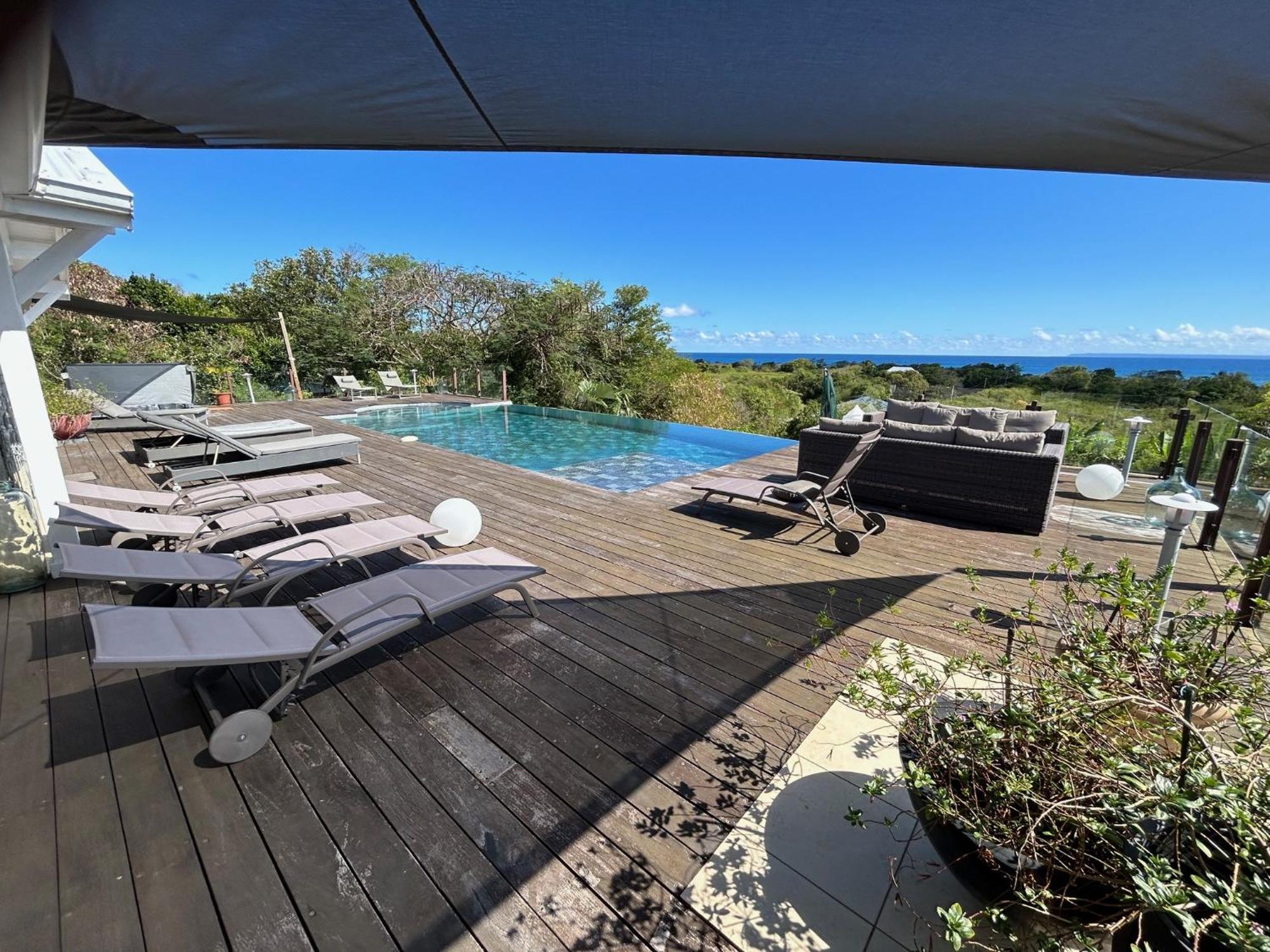 Villa Deluxe L'Hacienda Villa Vue Mer 180 Piscine Jacuzzi Proche Plage Marina Golf Pointe Des Chateaux Et Casino Jardin Clos Voyage Durable Saint-Francois  Buitenkant foto