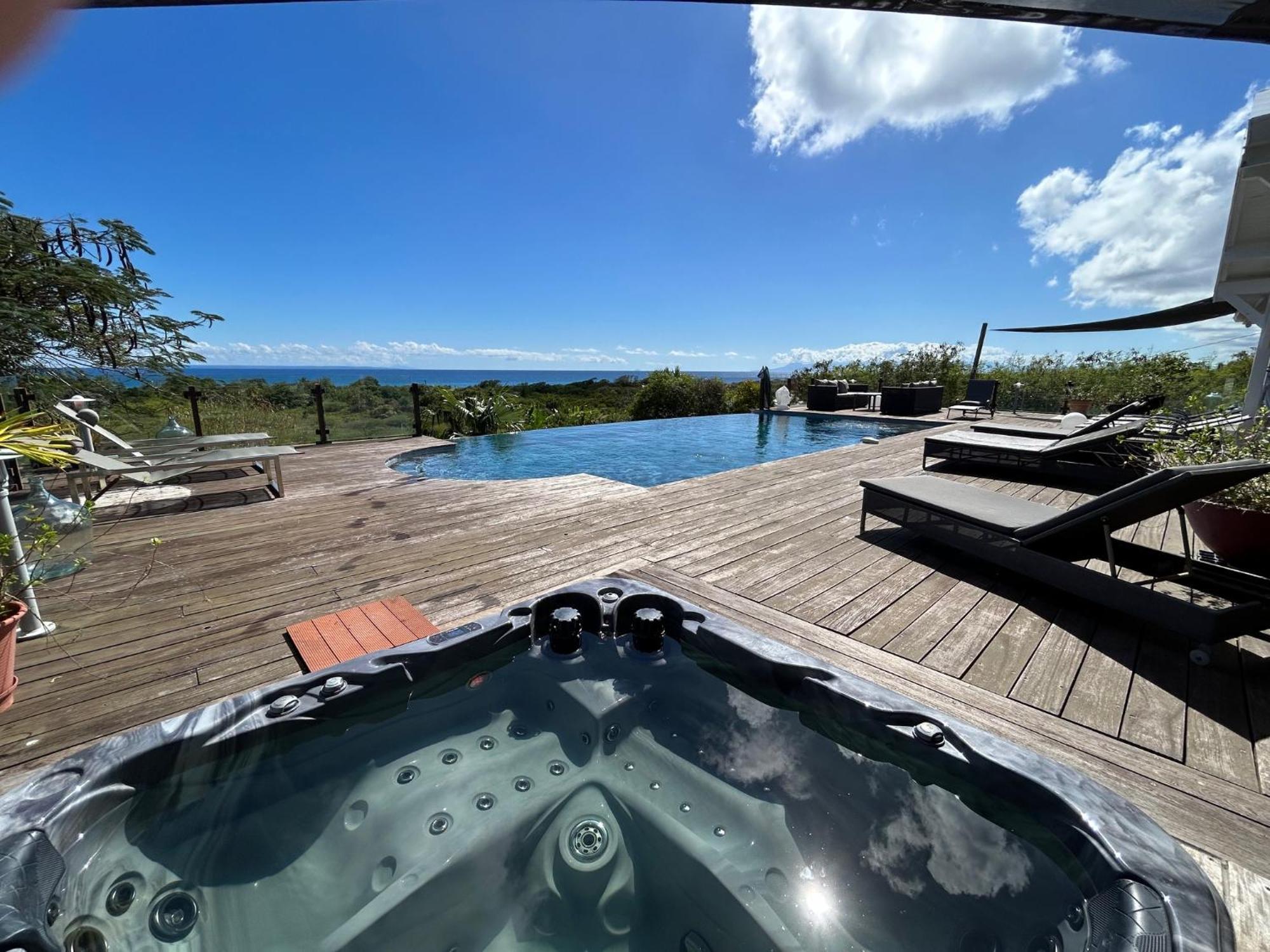 Villa Deluxe L'Hacienda Villa Vue Mer 180 Piscine Jacuzzi Proche Plage Marina Golf Pointe Des Chateaux Et Casino Jardin Clos Voyage Durable Saint-Francois  Buitenkant foto