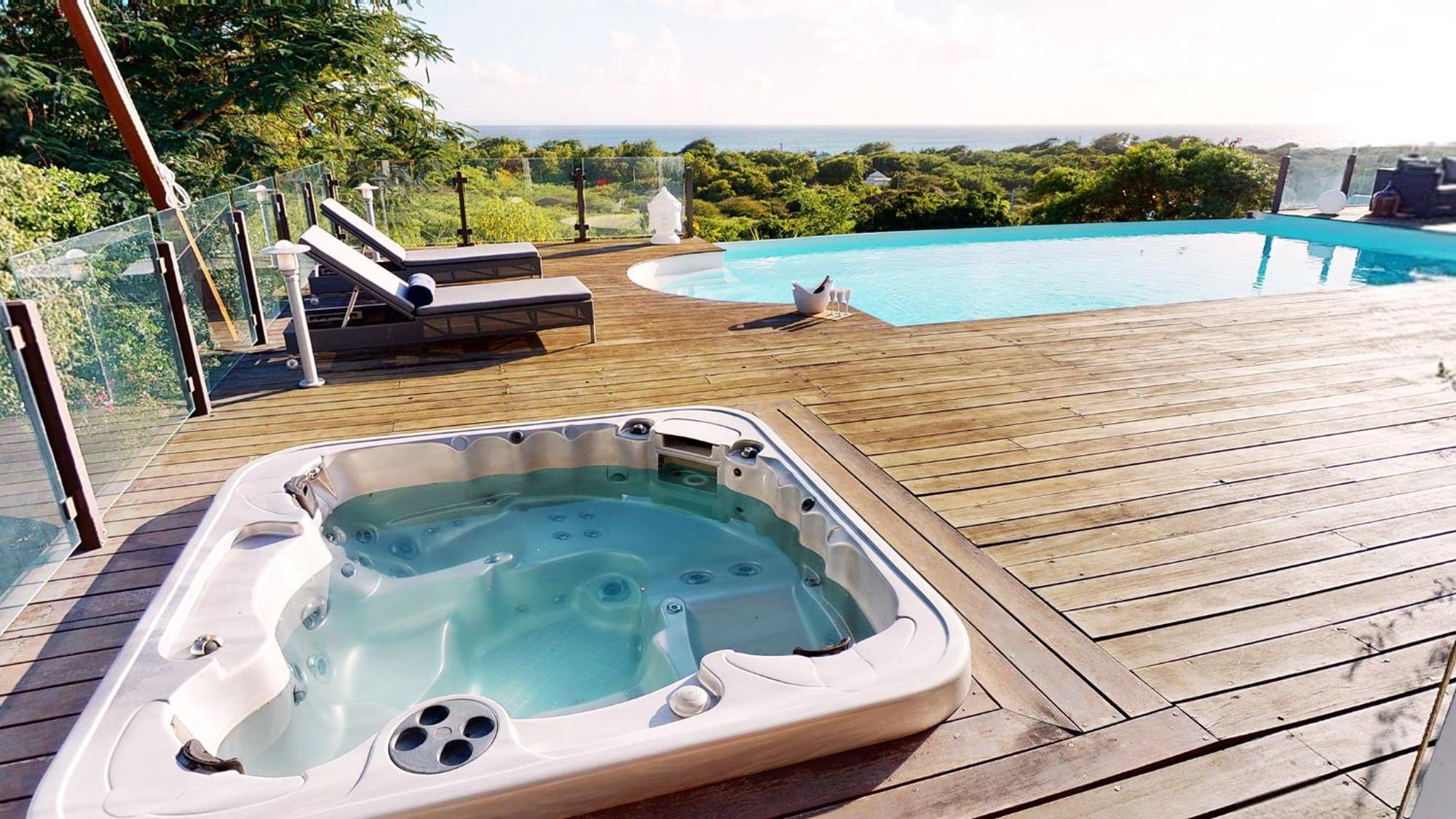 Villa Deluxe L'Hacienda Villa Vue Mer 180 Piscine Jacuzzi Proche Plage Marina Golf Pointe Des Chateaux Et Casino Jardin Clos Voyage Durable Saint-Francois  Kamer foto